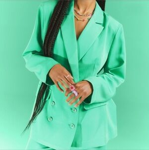 H&M Mint Green Double-Breasted Blazer Brand New